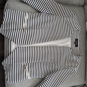 Papillon Blanc Black and White Striped Blazer